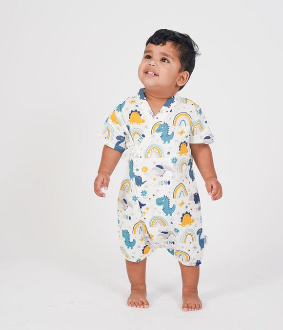 Dino & Rainbow Cotton Kimono Style Onesie