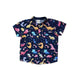 Mandarin Collar Shirt - Dino & Rainbow (Navy)