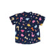 Mandarin Collar Boy Shirt - Dino & Volcano (Navy)