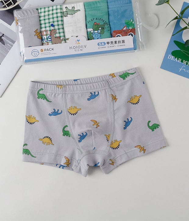Dinosaur & Alligator Boxer Style Underwear (5Pc Pack)
