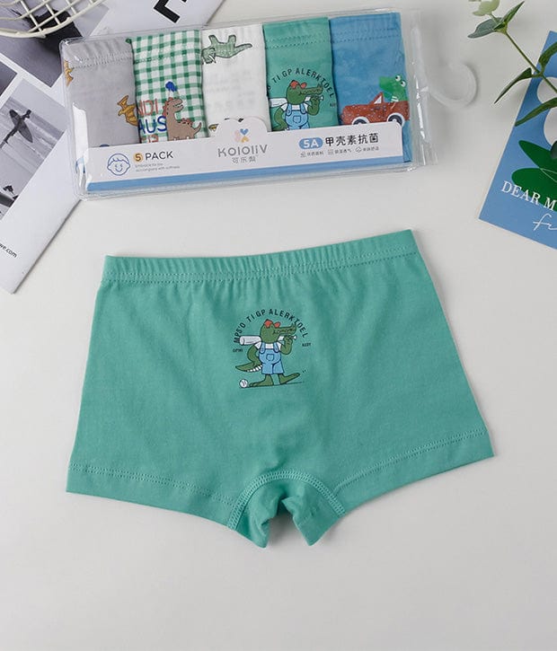 Dinosaur & Alligator Boxer Style Underwear (5Pc Pack)