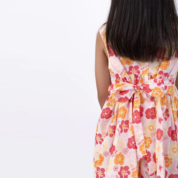 Dixie Flower Print Smocked Girl Dress