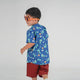 Mandarin Collar Boy Shirt - Dragons & Castles (Blue)