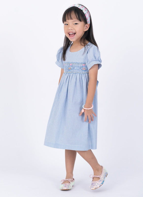 Ethel Classic Pinstripe Smocked Girl Dress