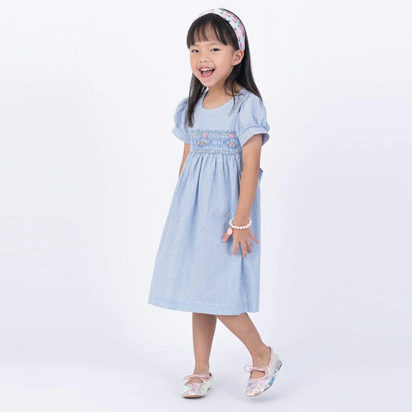 Ethel Classic Pinstripe Smocked Dress