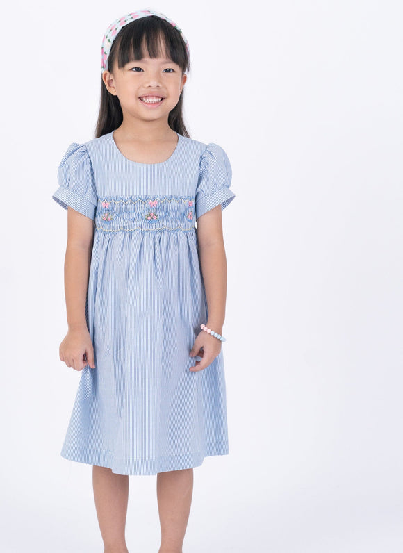 Ethel Classic Pinstripe Smocked Girl Dress
