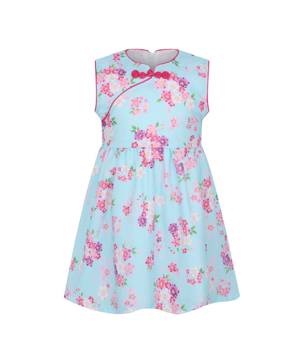 Festive Blooms CNY Baby Doll Dress - Light Blue