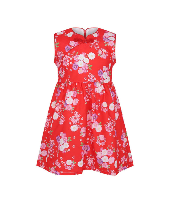 Festive Blooms CNY Baby Doll Dress - Red