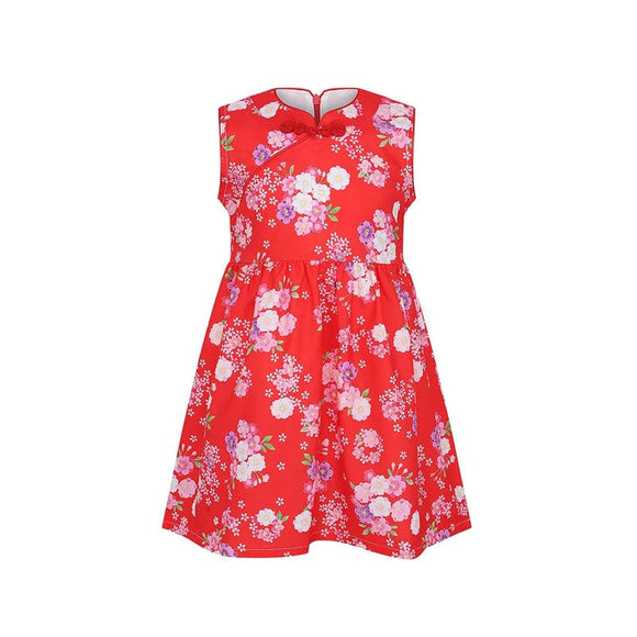 Festive Blooms CNY Baby Doll Dress - Red