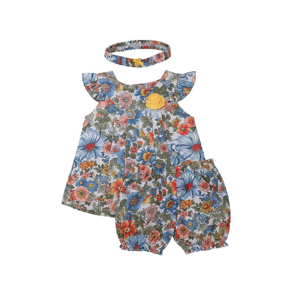 Flower Paradise Baby Girl 2pc Set - (Blue)