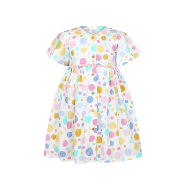 Flutter Sleeve Button Down Maru Maru Girl Dress - (White)