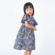 Flutter Sleeve Button Down Petite Pink Blooms Girl Dress - (Navy)