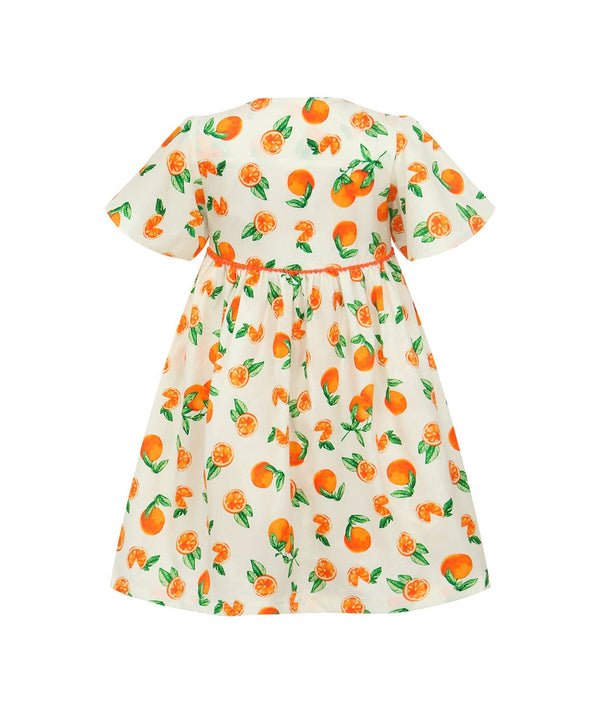 Flutter Sleeve Button Down Tangerine Dress - (White)