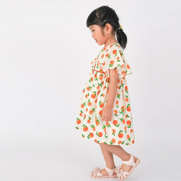 Flutter Sleeve Button Down Tangerine Girl Dress - (White)