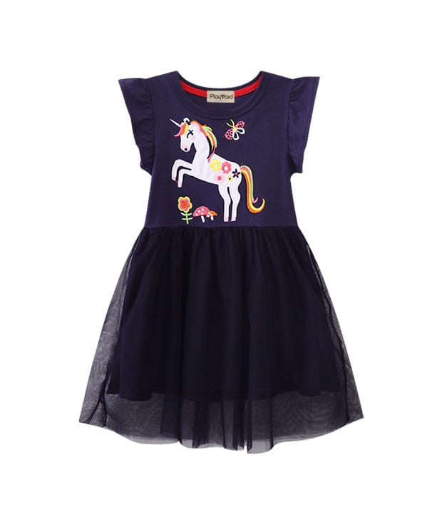 Galloping Unicorn Ruffle Sleeve Tutu Dress