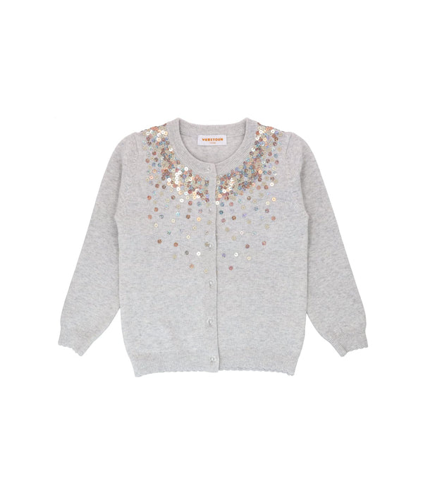 Glittering Sequins Cardigan (Grey)