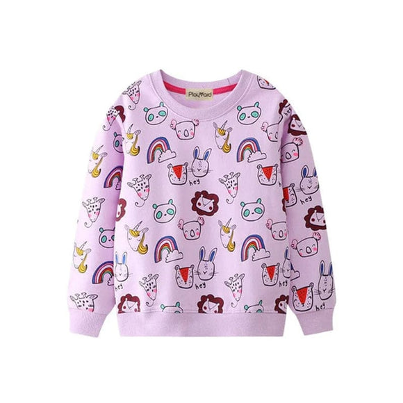Happy Animals & Rainbow Pullover Top