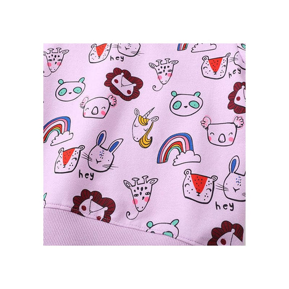 Happy Animals & Rainbow Pullover Top