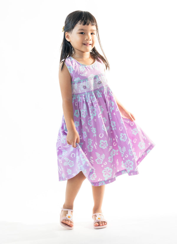 Hibiscus Lilac Smocked Dress