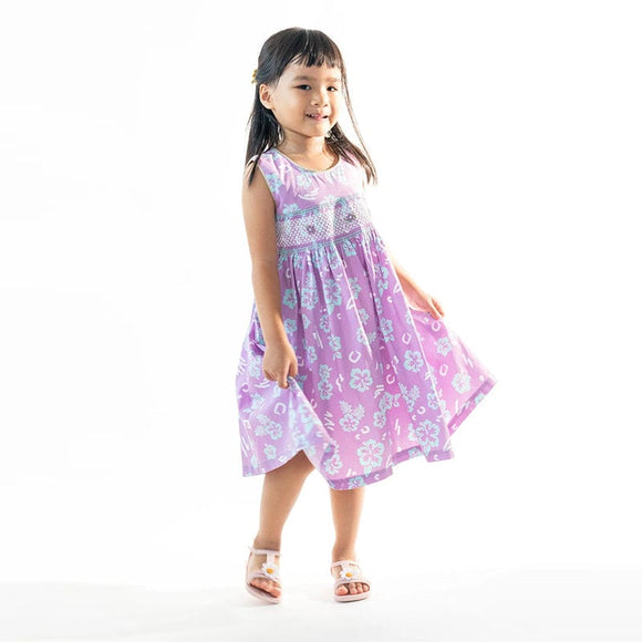 Hibiscus Lilac Smocked Girl Dress