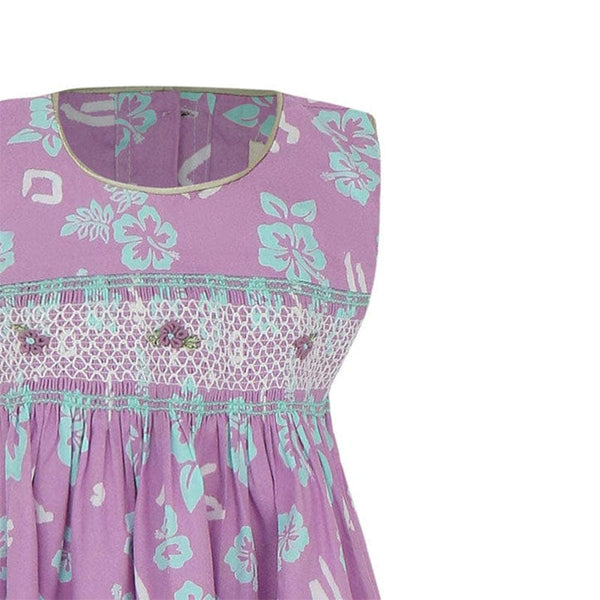 Hibiscus Lilac Smocked Girl Dress