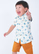 Mandarin Collar Shirt - Hippy Sharks (White)