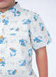 Mandarin Collar Shirt - Hippy Sharks (White)