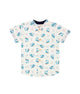 Mandarin Collar Shirt - Hippy Sharks (White)