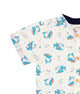 Mandarin Collar Shirt - Hippy Sharks (White)