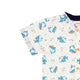 Mandarin Collar Boy Shirt - Hippy Sharks (White)