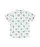 Mandarin Collar Shirt - Hippy Sharks (White)