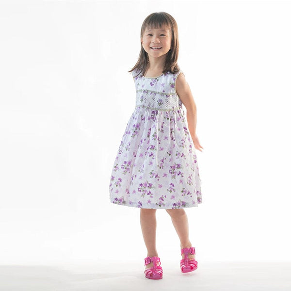Iris Flower Smocked Girl Dress
