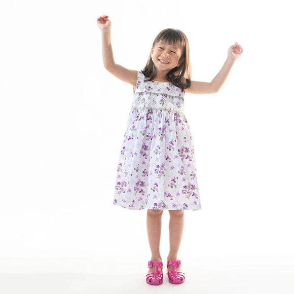 Iris Flower Smocked Girl Dress