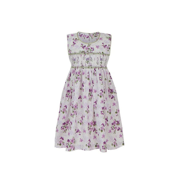 Iris Flower Smocked Girl Dress