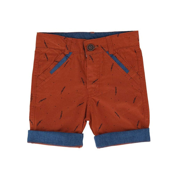 Jaxon Feather Print Cotton Bermudas (Brown)