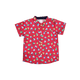 Mandarin Collar Boy Shirt - Little Birdies (Red)