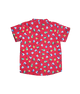 Mandarin Collar Shirt - Little Birdies (Red)