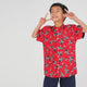 Mandarin Collar Boy Shirt - Lucky Koi Fish (Red)