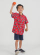 Mandarin Collar Shirt - Lucky Koi Fish (Red)