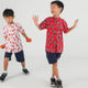 Mandarin Collar Boy Shirt - Lucky Koi Fish (Red)