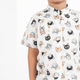 Mandarin Collar Shirt - Kawaii Cats  (Beige)