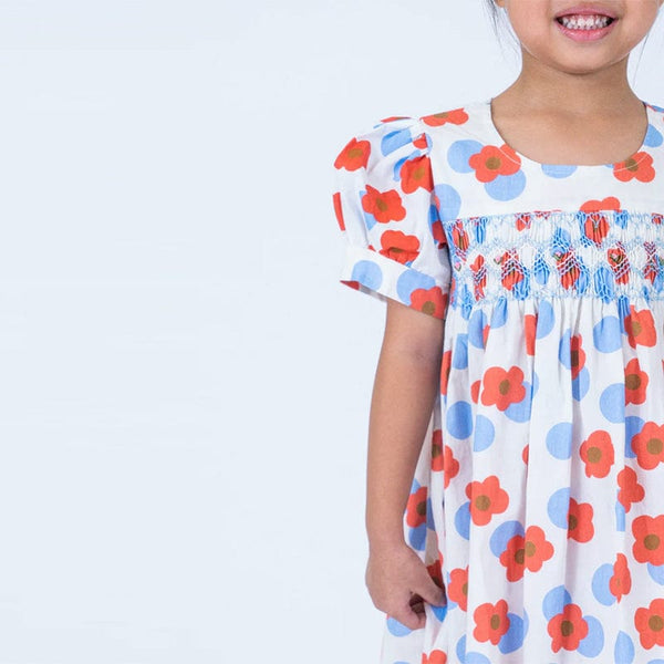 Marlene Red Flower Smocked Girl Dress