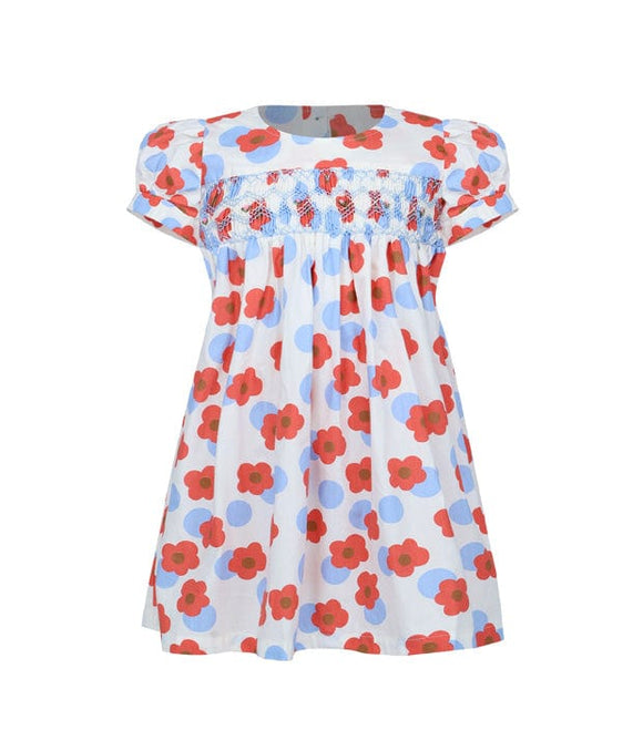 Marlene Red Flower Smocked Dress