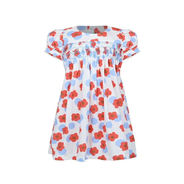 Marlene Red Flower Smocked Girl Dress