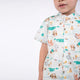 Mandarin Collar Boy Shirt - Tribal Racoons (Mint Green)