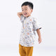 Mandarin Collar Boy Shirt - Tribal Racoons (Grey)