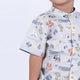 Mandarin Collar Boy Shirt - Tribal Racoons (Grey)