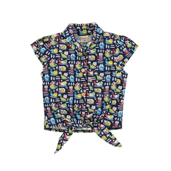 Mer-Cat Knot Sleeveless Blouse (Navy)
