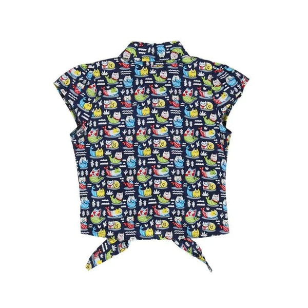 Mer-Cat Knot Sleeveless Blouse (Navy)