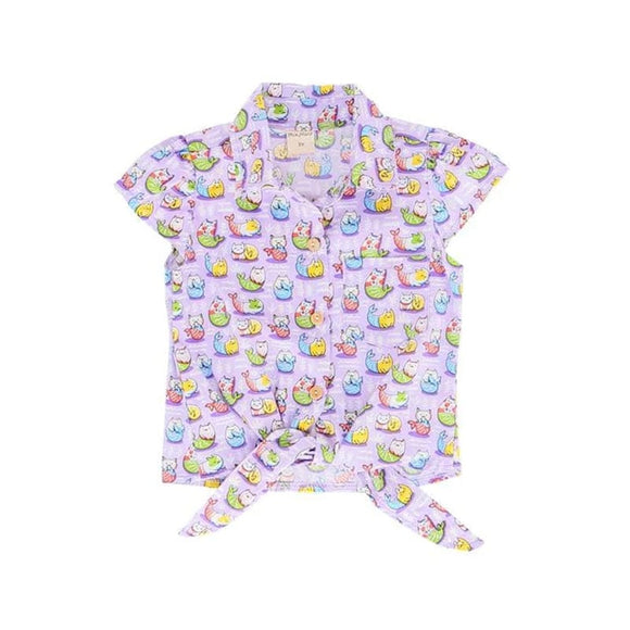 Mer-Cat Knot Sleeveless Blouse (Purple)